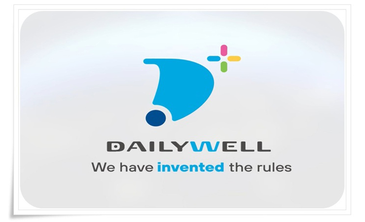 Dailywell's new logo: Stylized 'D' shows Toggle motion with sound cross.